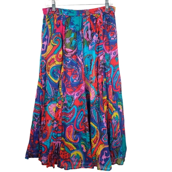 Travelsmith Colorful Pleated Boho Midi Skirt. Hippie. LG. B0021 - Picture 1 of 11